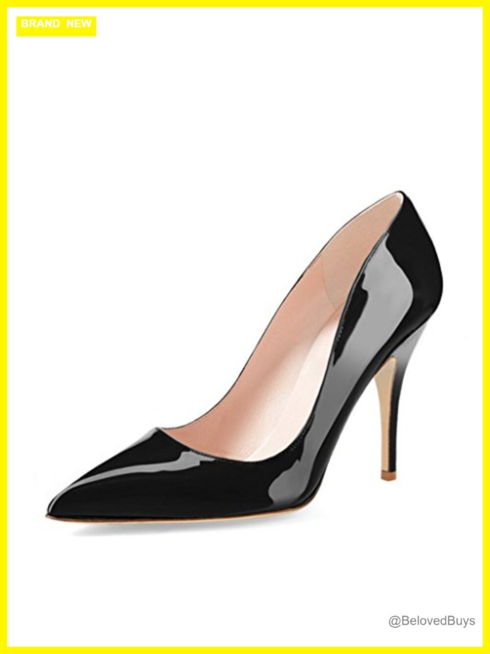 Pointed Toe Mid Heel Pumps Slip On Stiletto Dress Shoe for Party Prom
